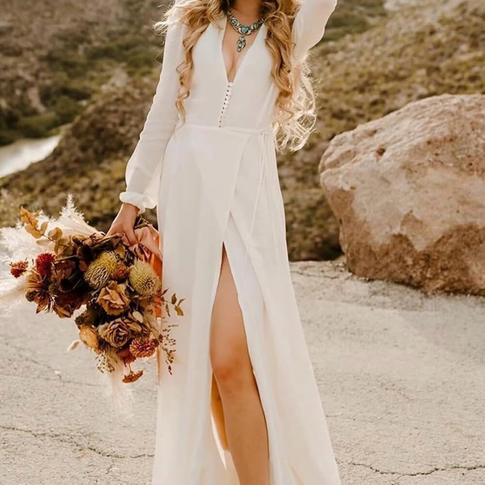 Amazon White Long Sleeve Maxi Dress